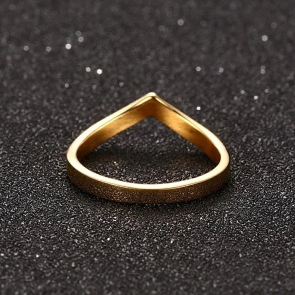 Gold Flat Chevron Curved V Ring